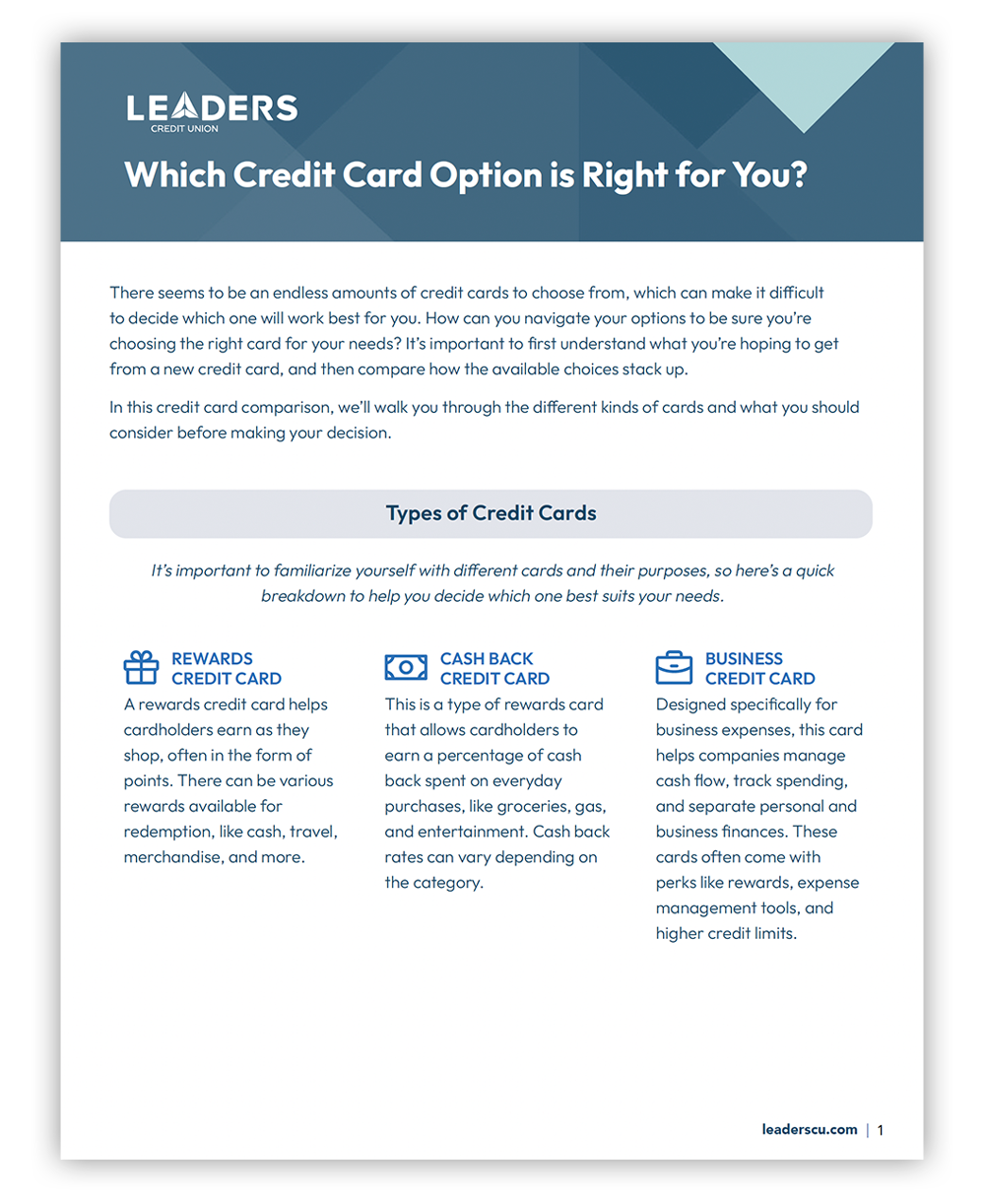 Credit Card Comparison Guide PDF preview.