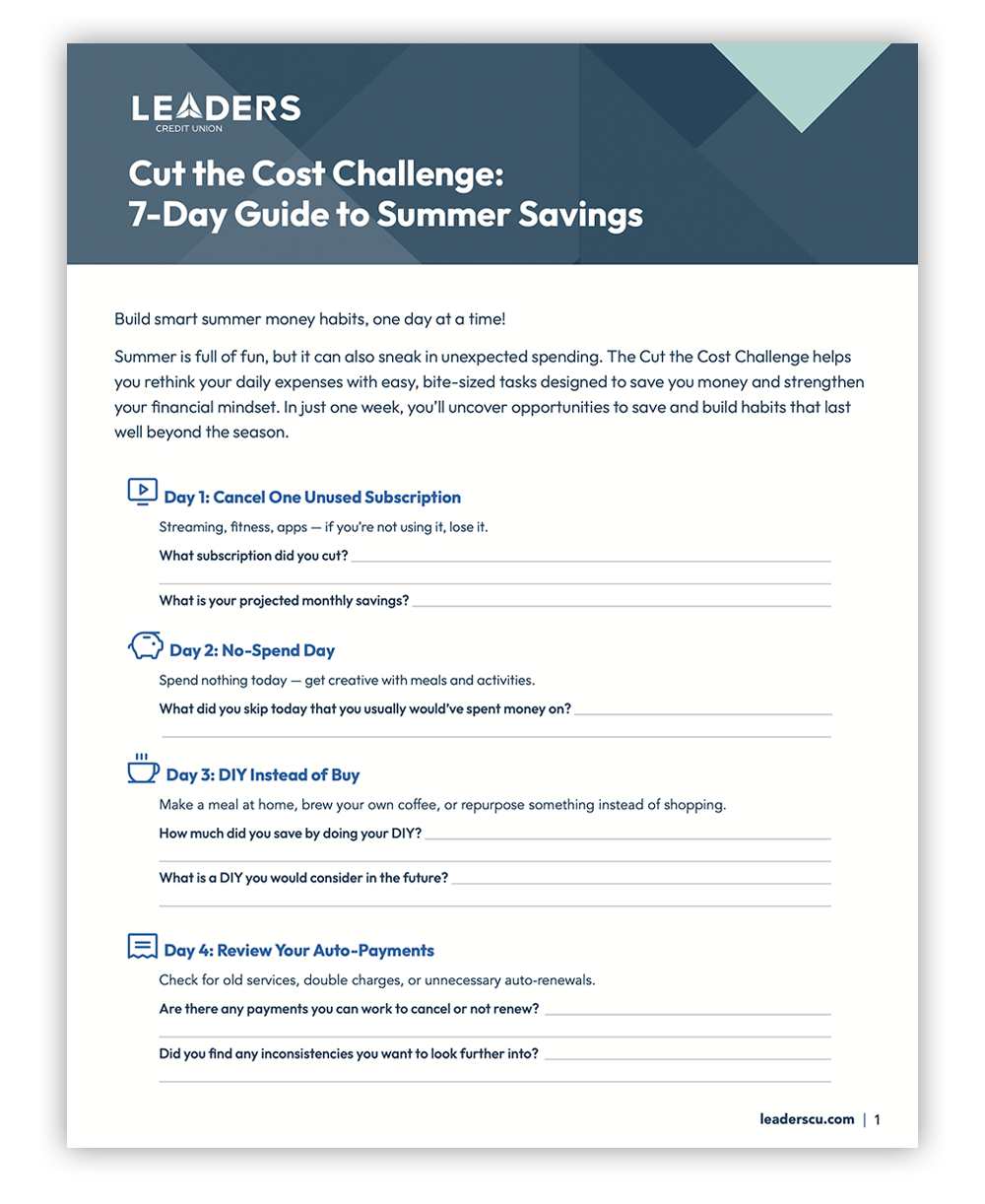 Cut the Cost Challenge PDF Preview