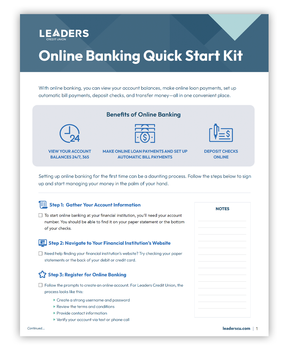 online banking quick start kit