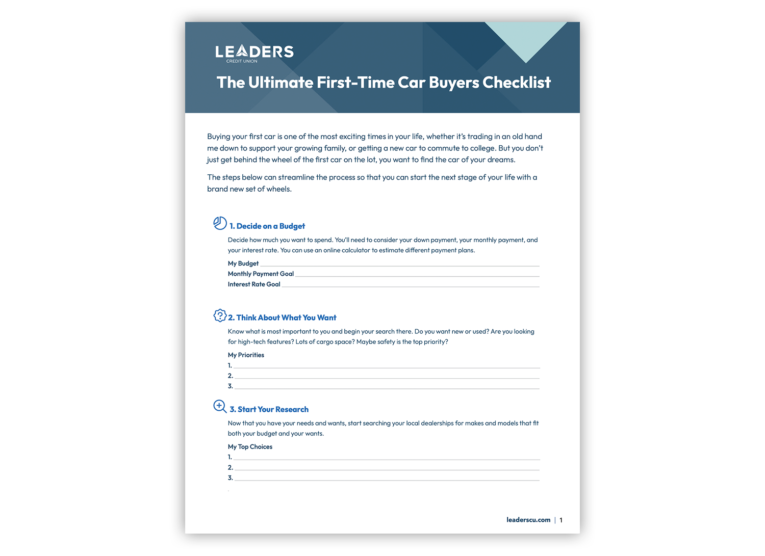 First time car buyer checklist